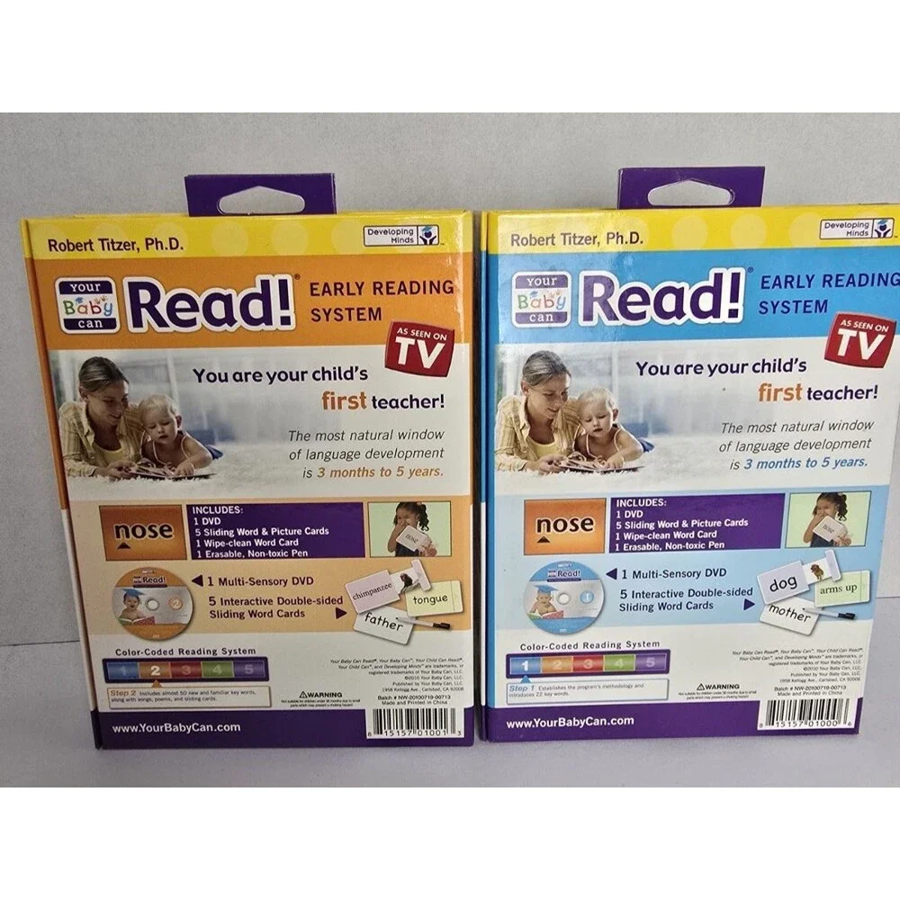 Your Baby Can Read DVD and WOrd Card Set Volume 1 and 2 Early Reading System NEW